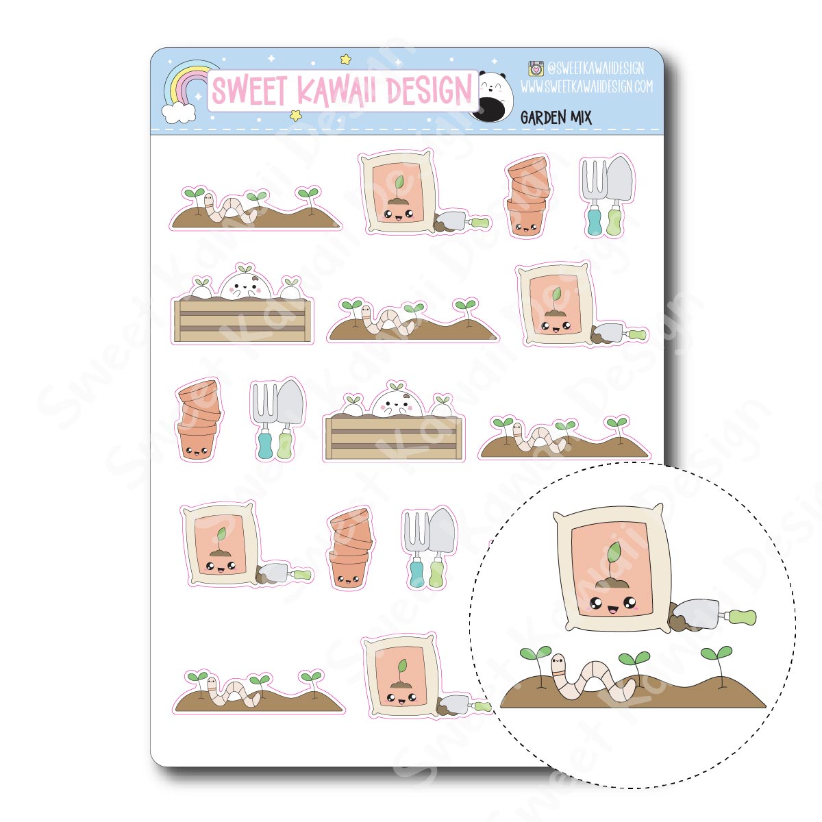 Kawaii Garden Stickers - Mix