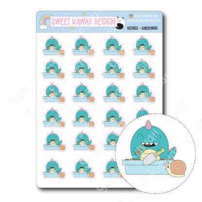 Kawaii George Stickers - Gardening