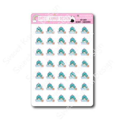 Kawaii George Stickers - Gardening