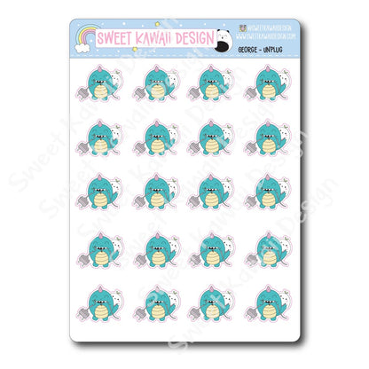 Kawaii George Stickers - Unplug