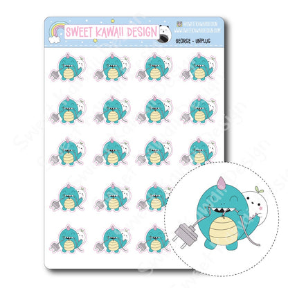 Kawaii George Stickers - Unplug