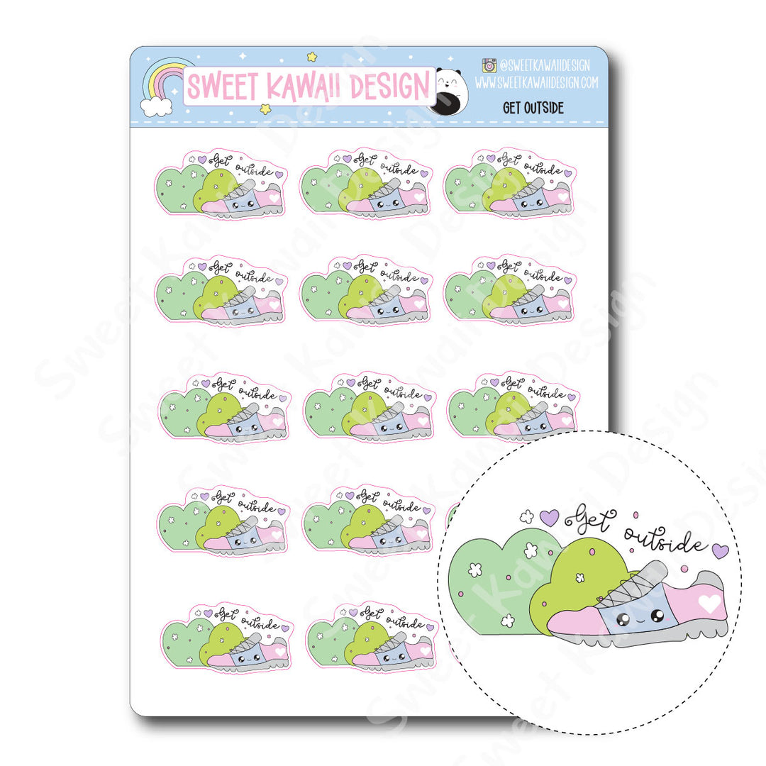 Kawaii Get Outside Stickers – Sweet Kawaii Design