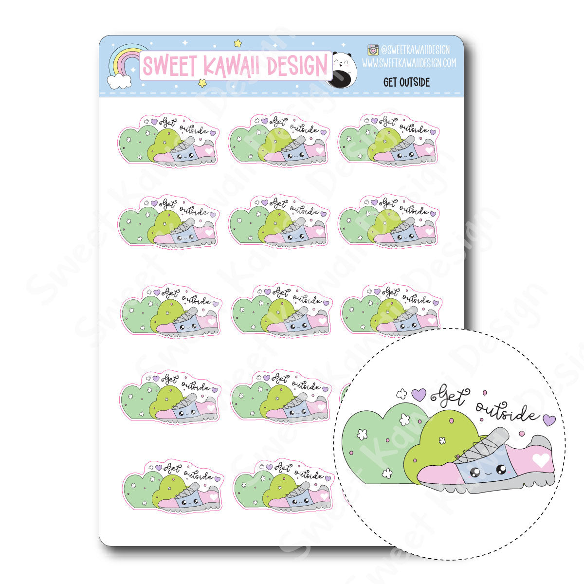 Kawaii Get Outside Stickers