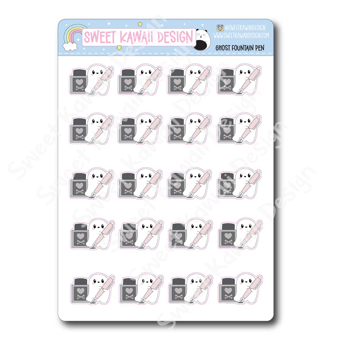 Kawaii Ghost Stickers - Fountain Pen