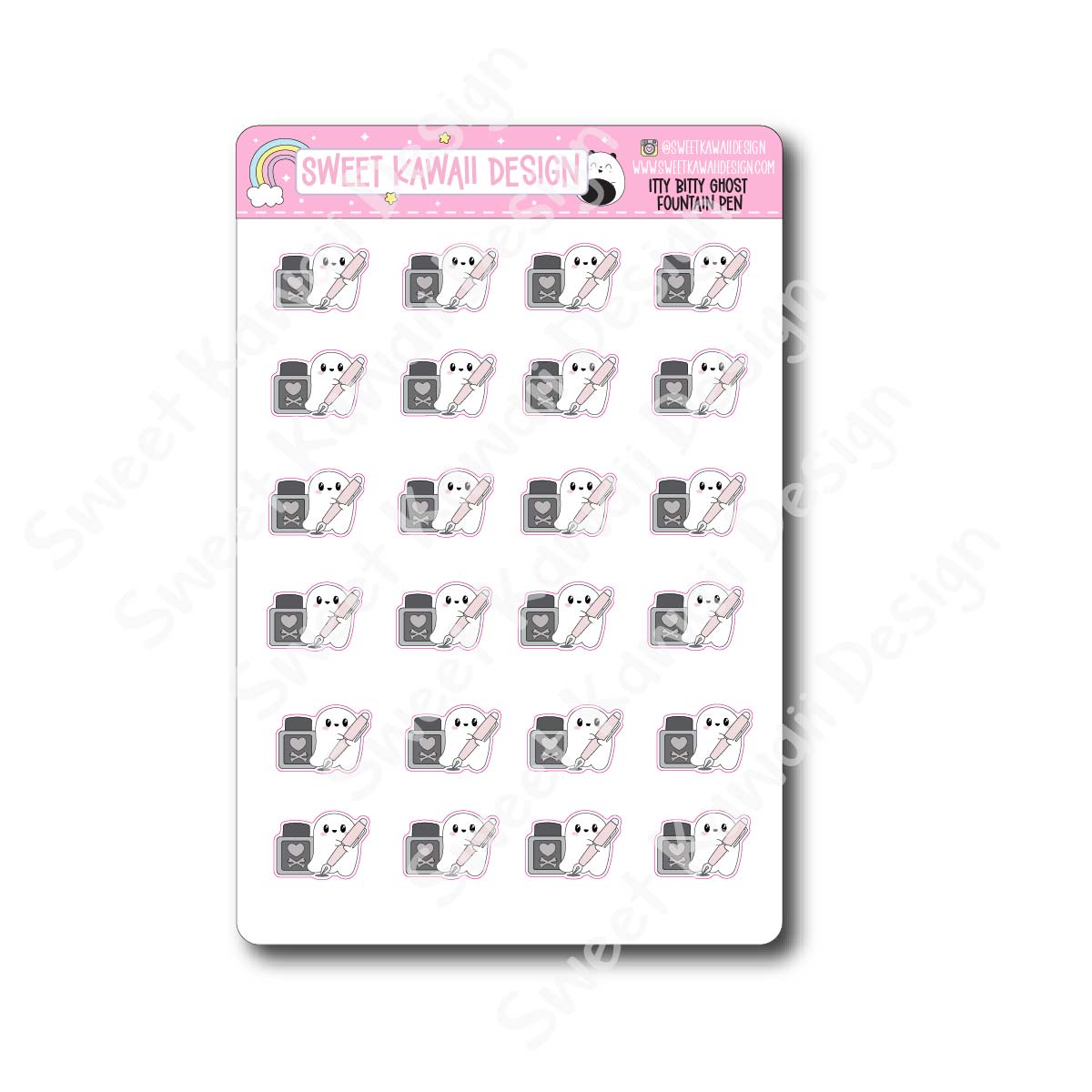 Kawaii Ghost Stickers - Fountain Pen