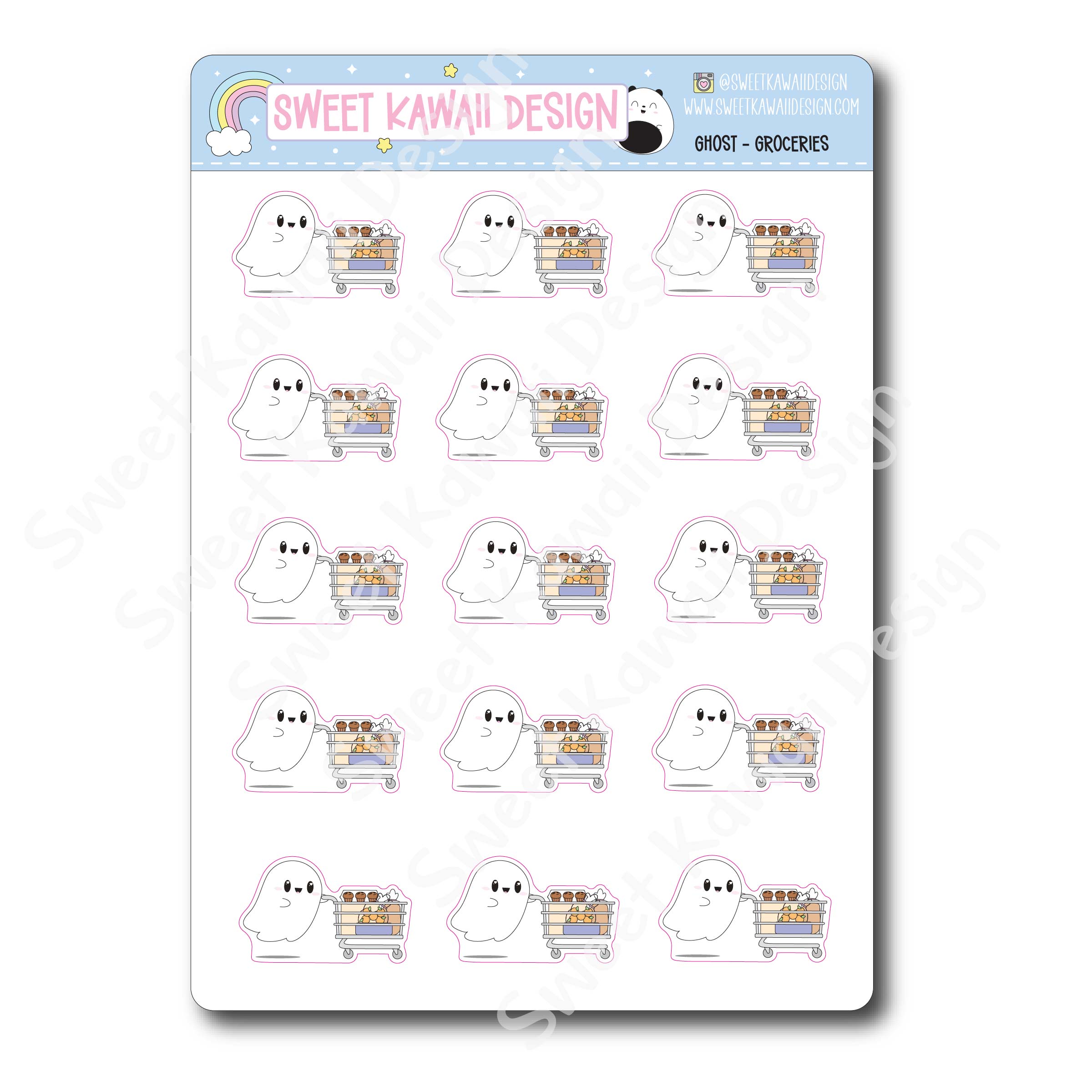 Kawaii Ghost Stickers - Groceries