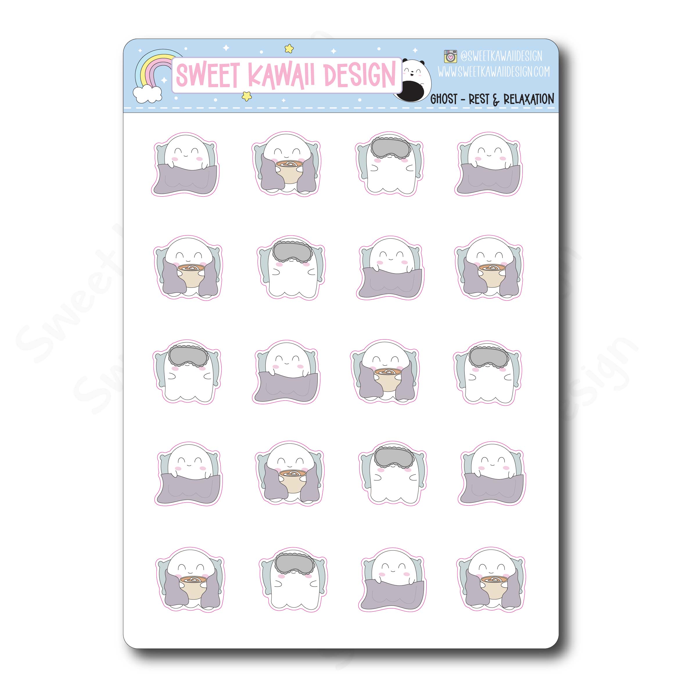 Kawaii Ghost Stickers - Rest and Relaxation