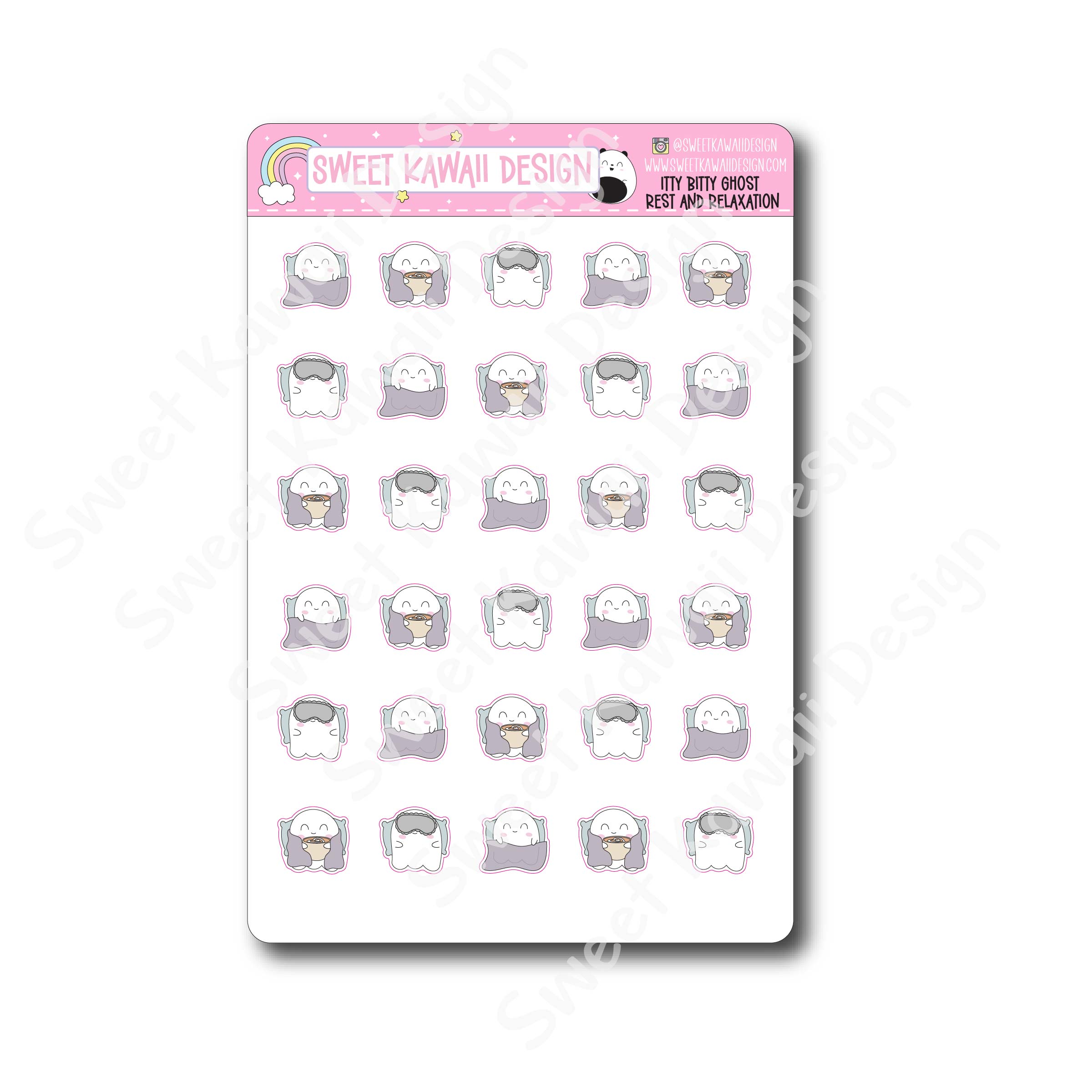 Kawaii Ghost Stickers - Rest and Relaxation