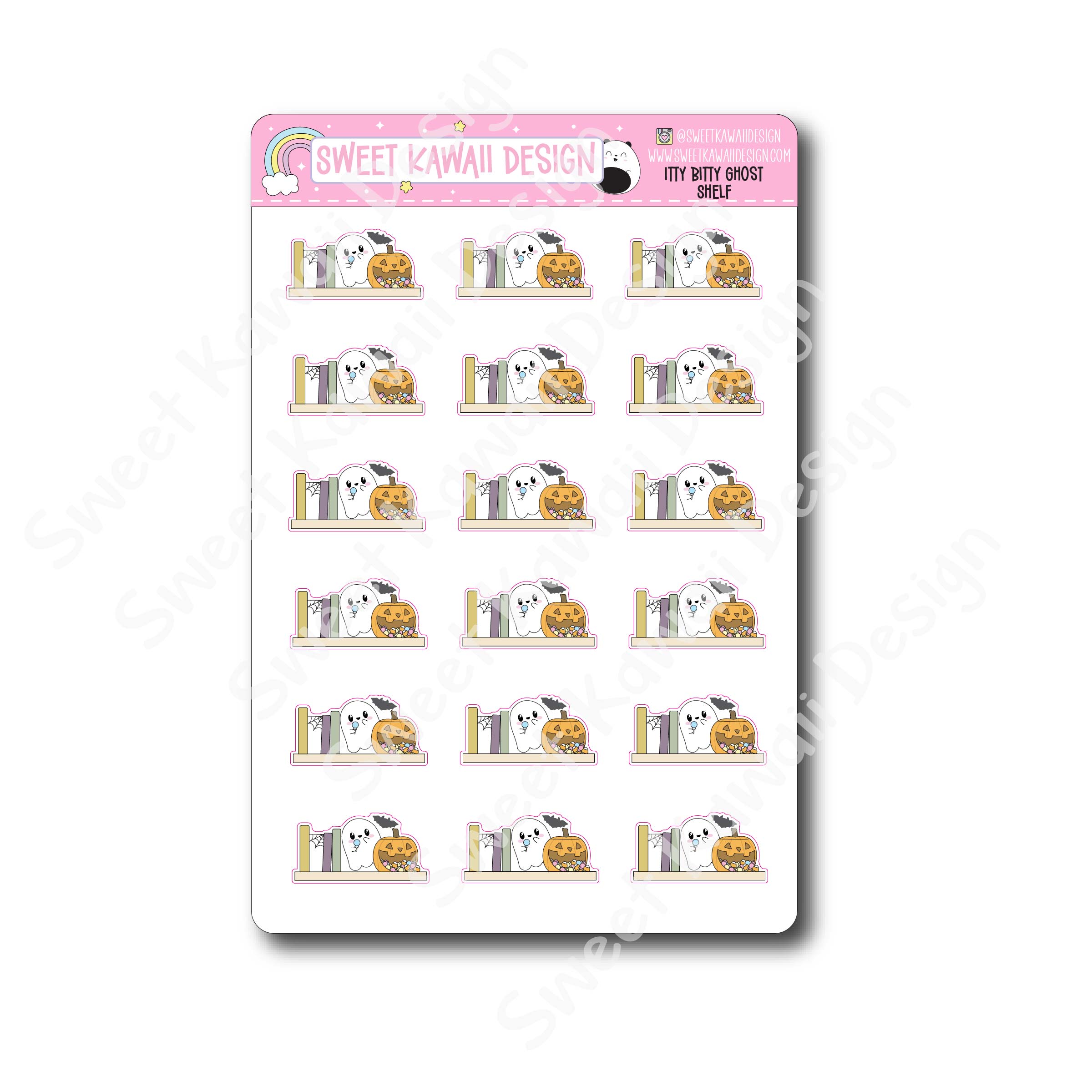 Kawaii Ghost Stickers - Shelf