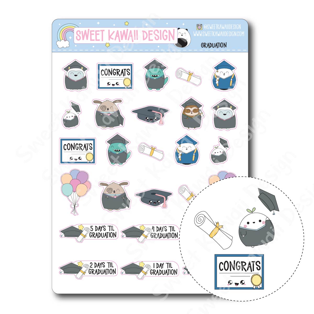 Kawaii Graduation Stickers