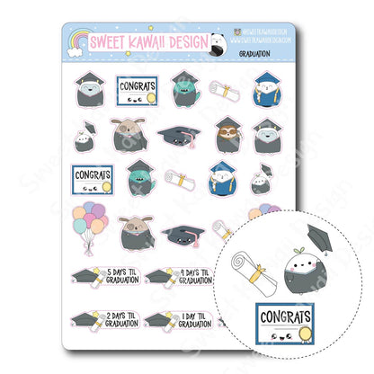 Kawaii Graduation Stickers