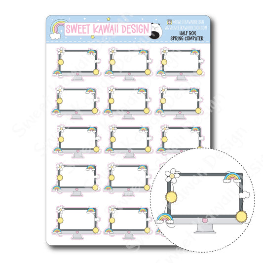 Kawaii Half Box Stickers - Spring Computer