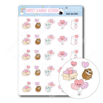 Kawaii Heart Balloon Stickers