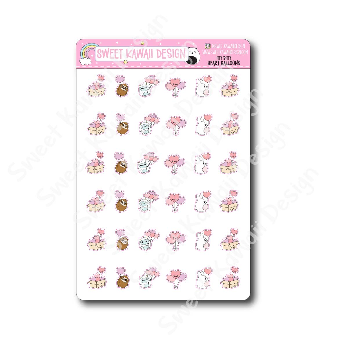 Kawaii Heart Balloon Stickers