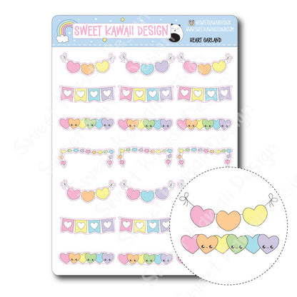 Kawaii Heart Garland Stickers