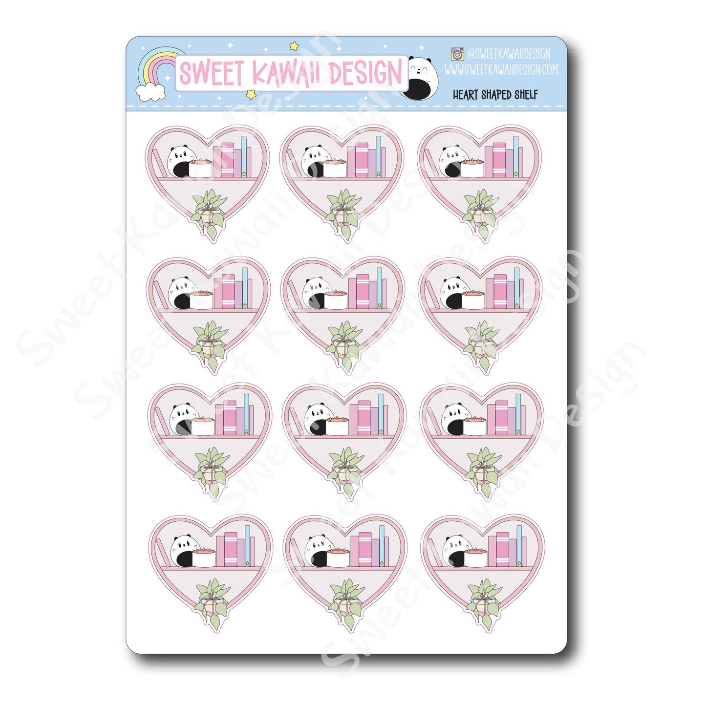 Kawaii Heart Shaped Shelf Stickers