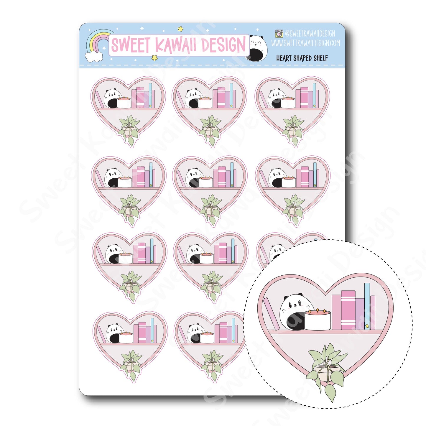 Kawaii Heart Shaped Shelf Stickers