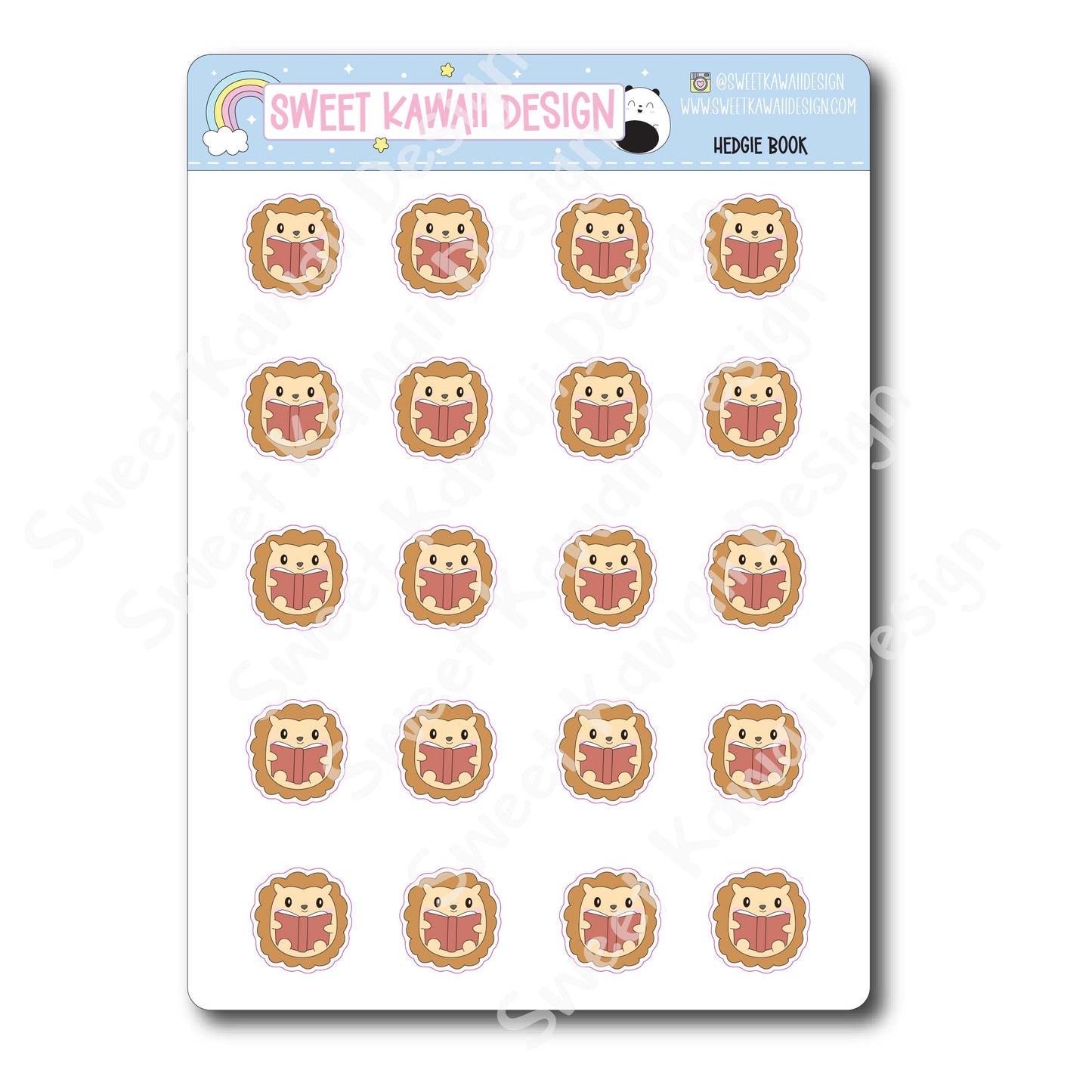 Kawaii Hedgie Book Stickers