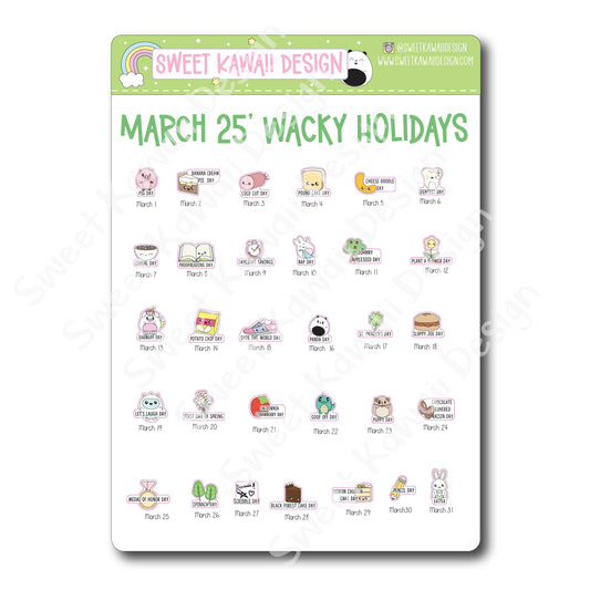 Itty Bitty Kawaii Celebrate the Day Stickers - March 2025