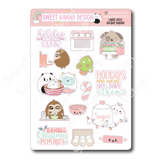 Kawaii Holiday Baking Deco (LARGE) Stickers