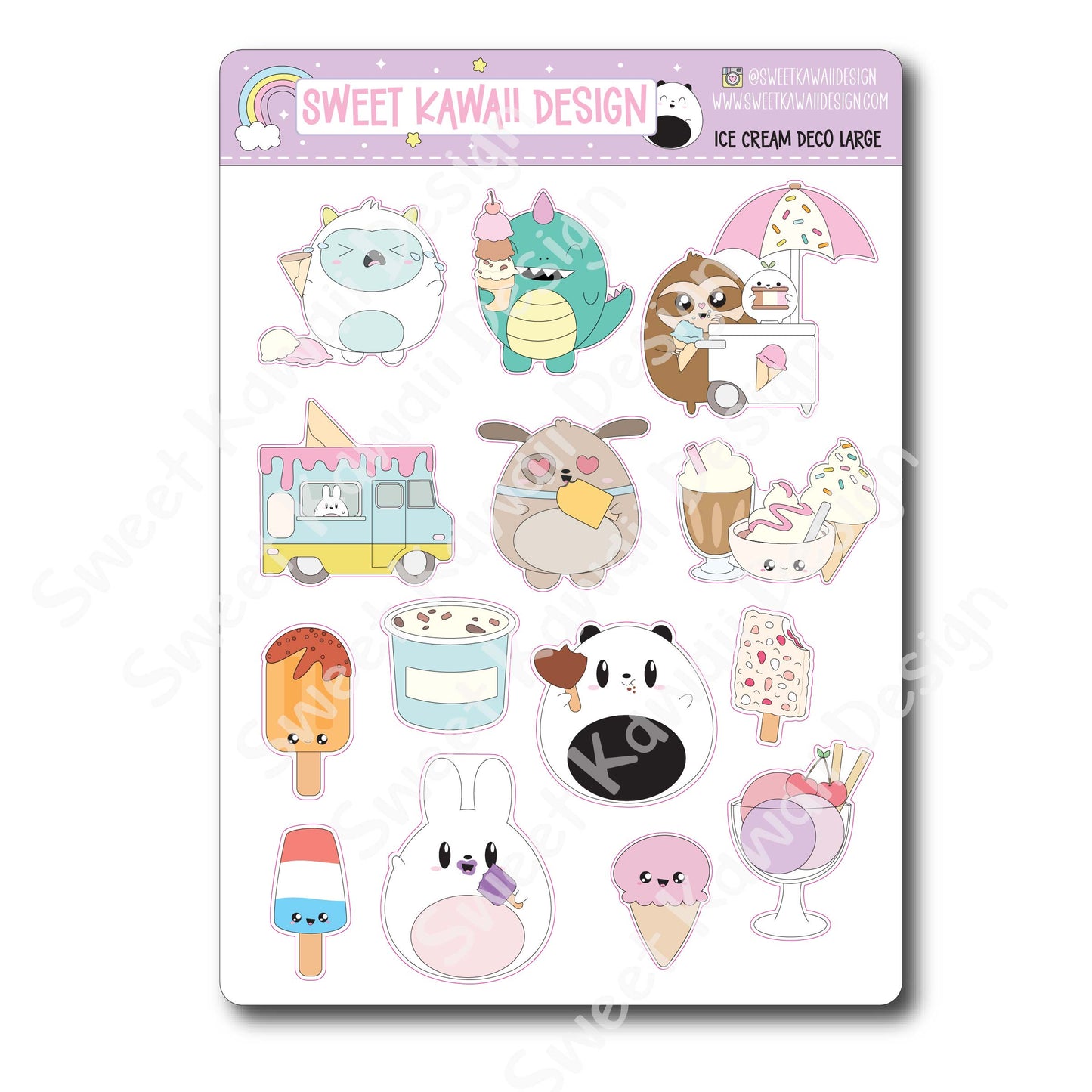 Kawaii Ice Cream Dreams Deco (LARGE) Stickers