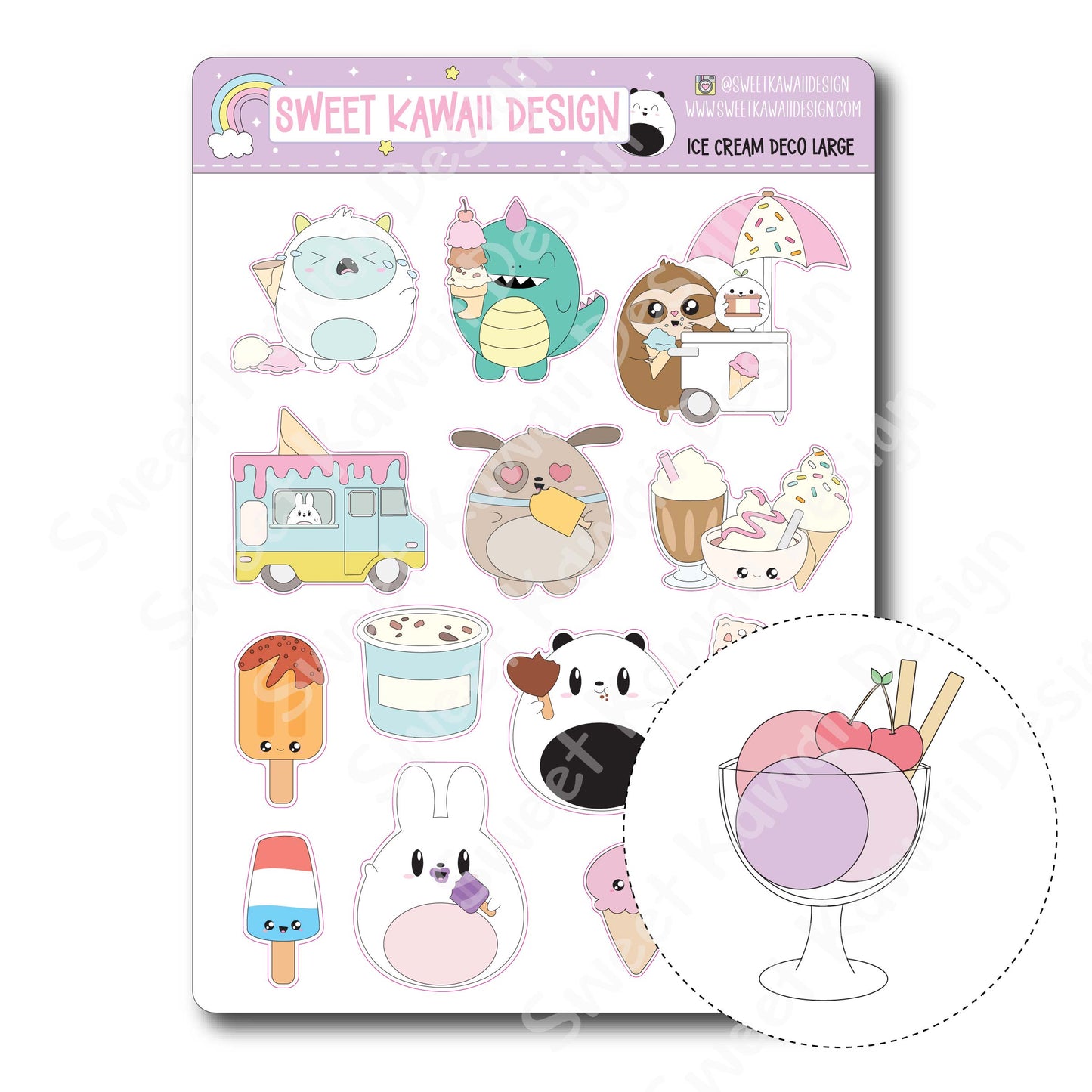 Kawaii Ice Cream Dreams Deco (LARGE) Stickers