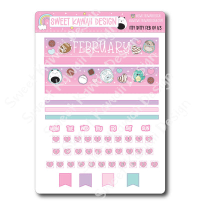 Itty Bitty February 2025 Monthly Overview Stickers