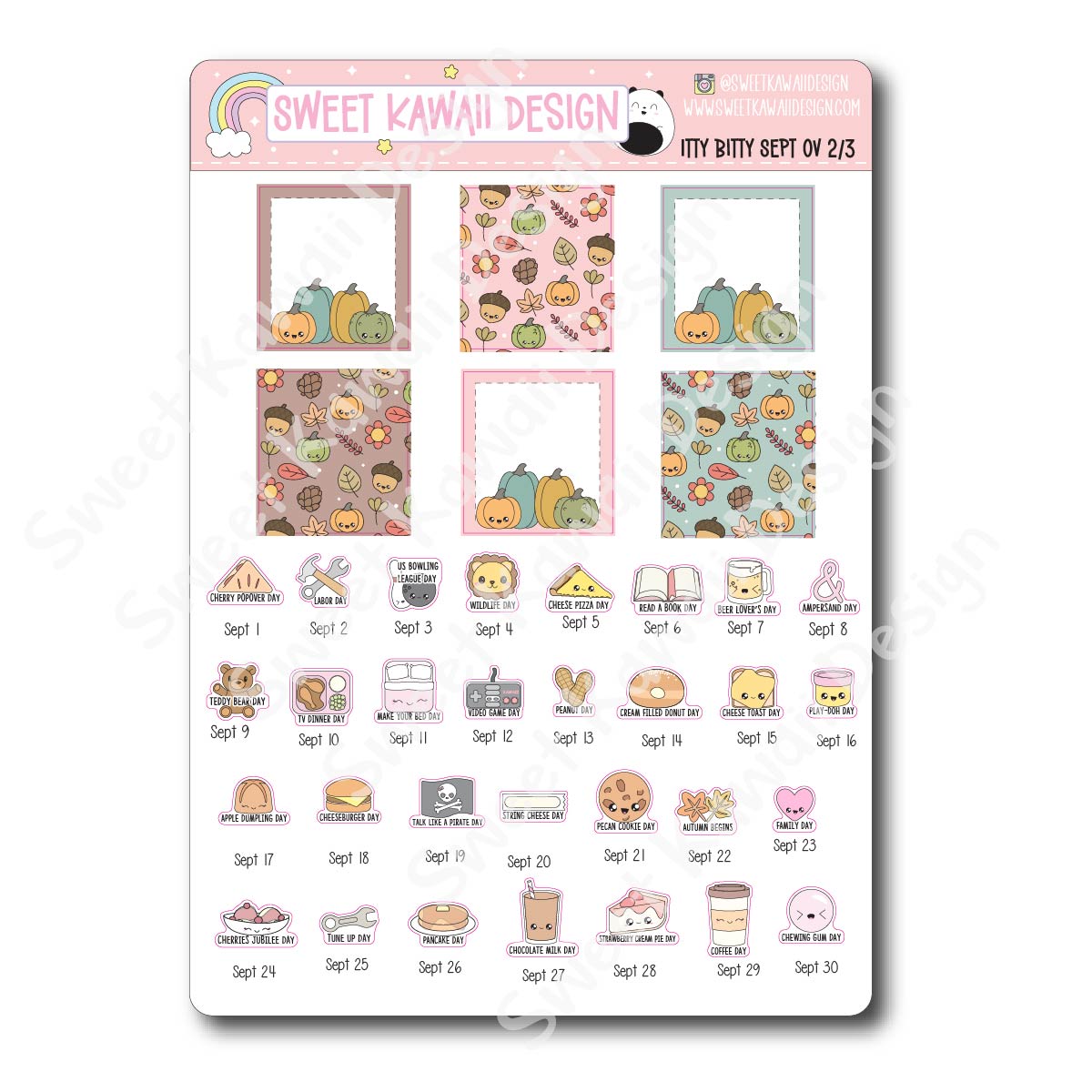 Itty Bitty September 2024 Monthly Overview Stickers