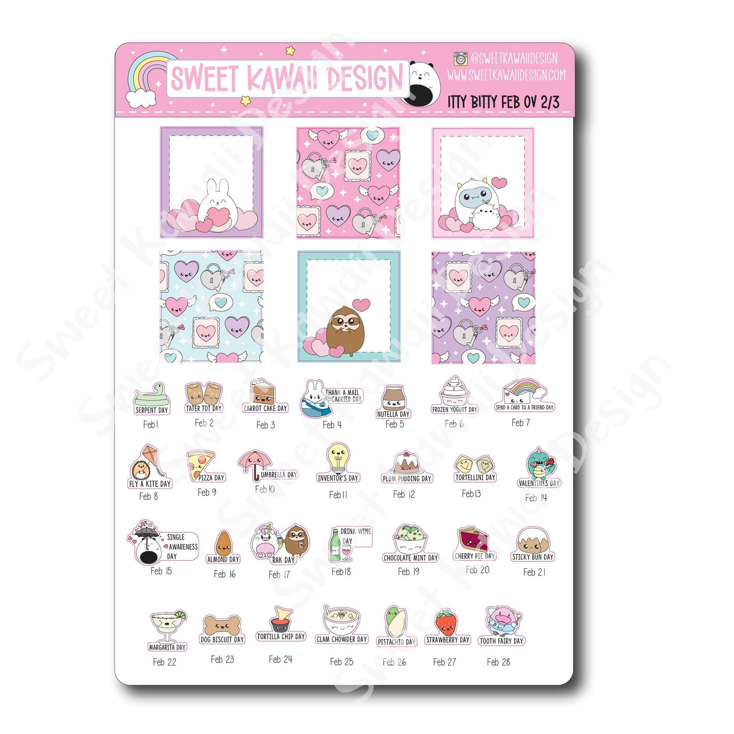 Itty Bitty February 2025 Monthly Overview Stickers