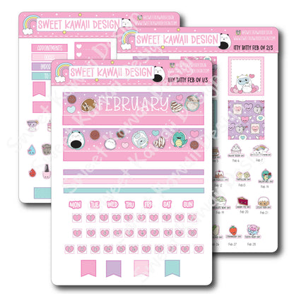 Itty Bitty February 2025 Monthly Overview Stickers