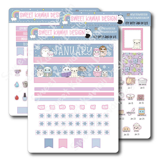 Itty Bitty January 2025 Monthly Overview Stickers