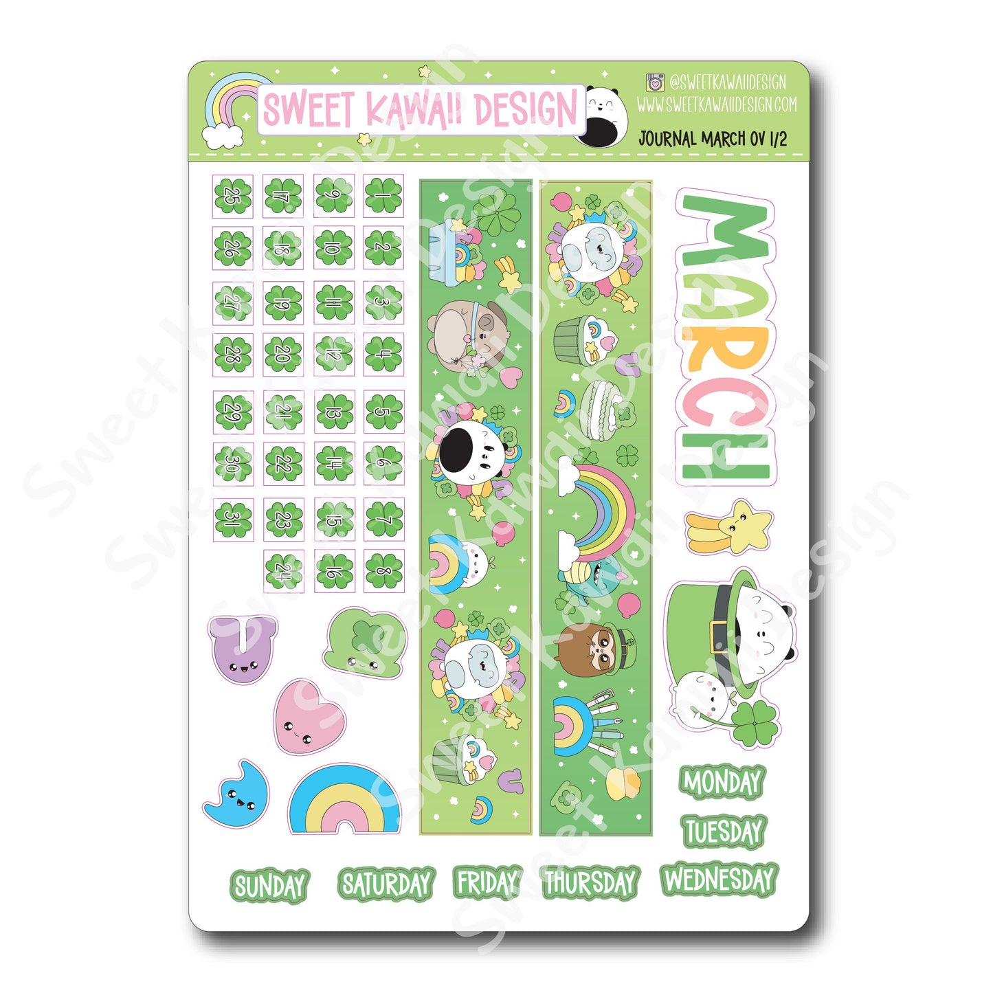 March 2025 Monthly Overview Stickers - Journal