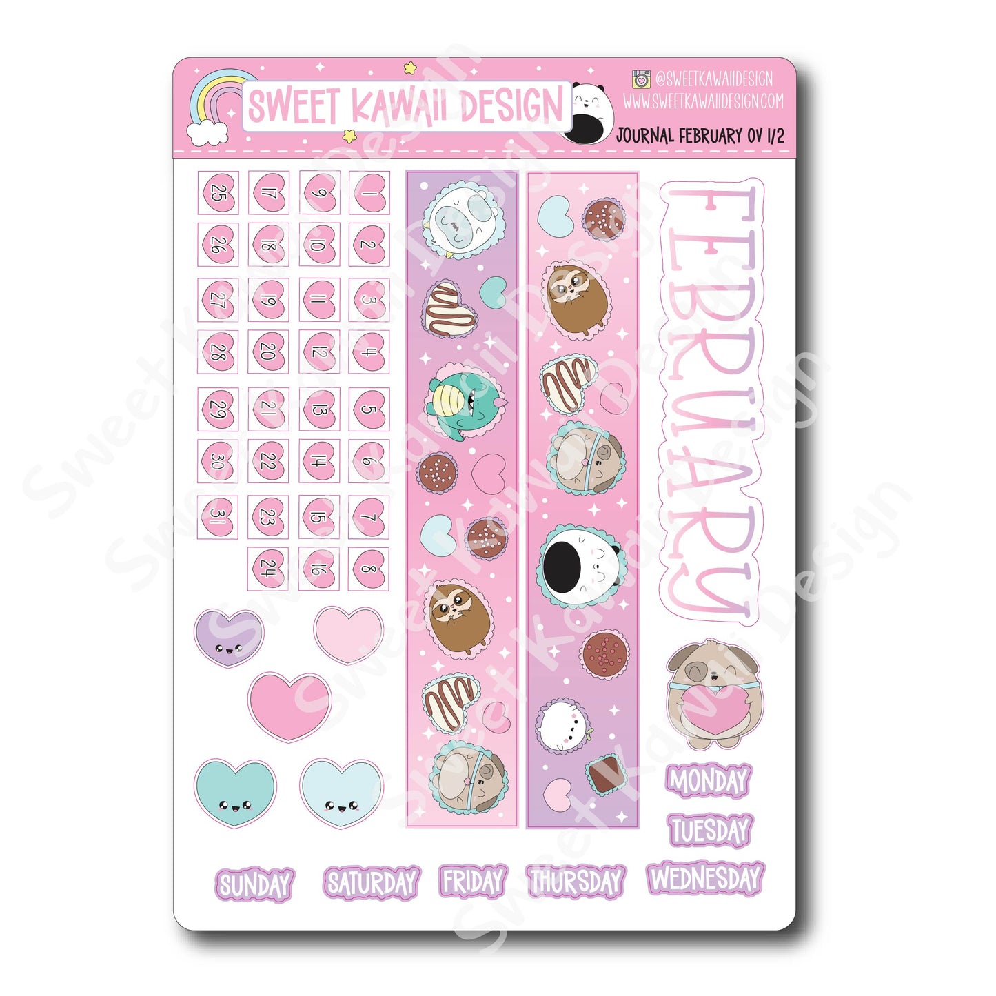 February 2025 Monthly Overview Stickers - Journal