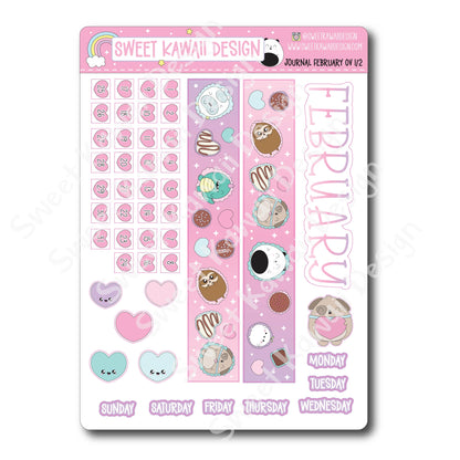 February 2025 Monthly Overview Stickers - Journal