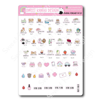 February 2025 Monthly Overview Stickers - Journal