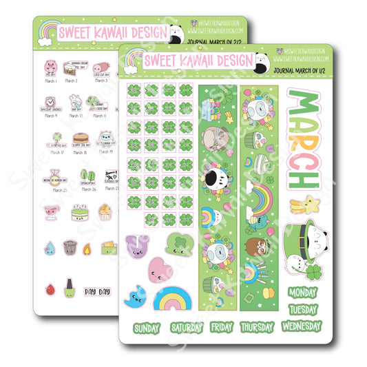 March 2025 Monthly Overview Stickers - Journal