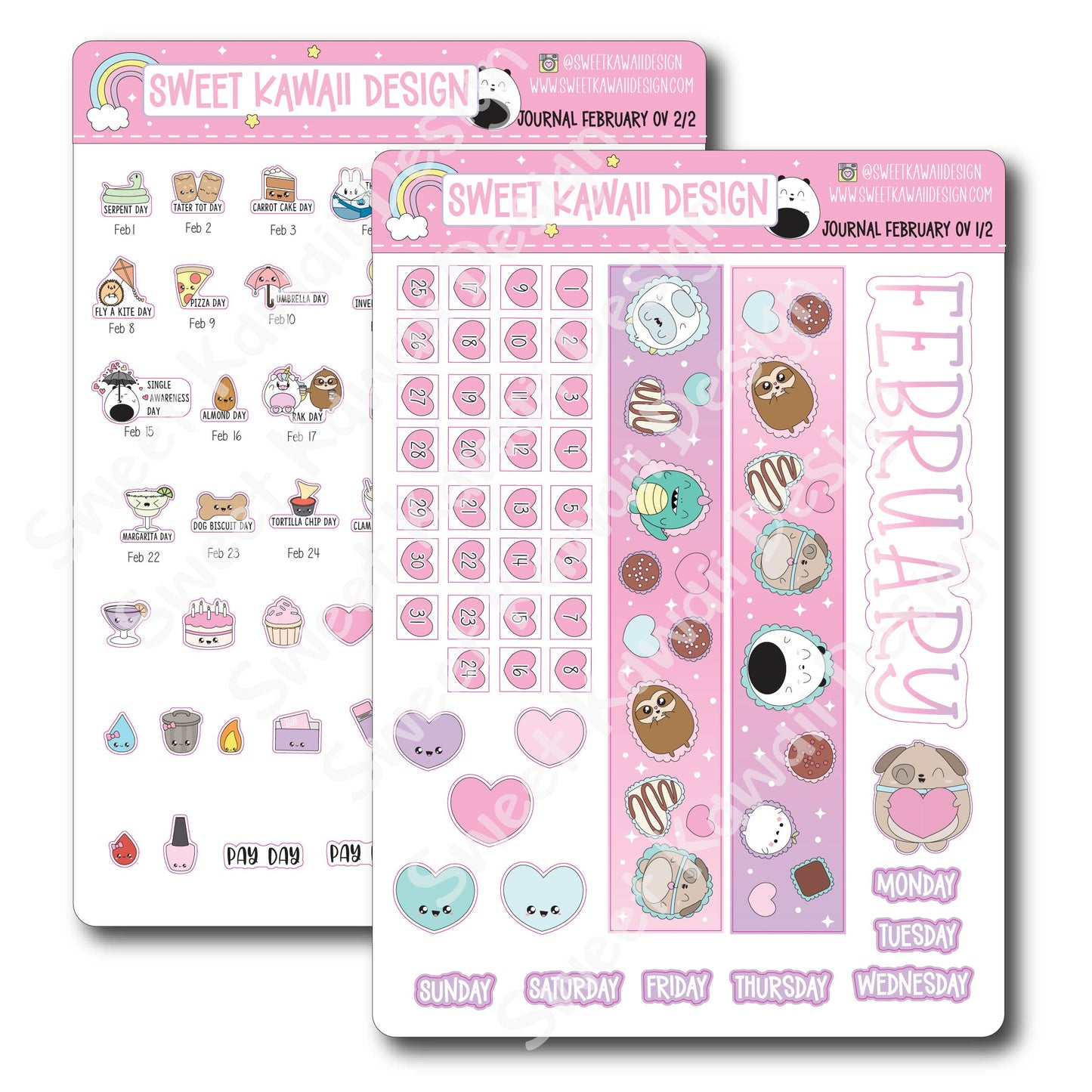 February 2025 Monthly Overview Stickers - Journal