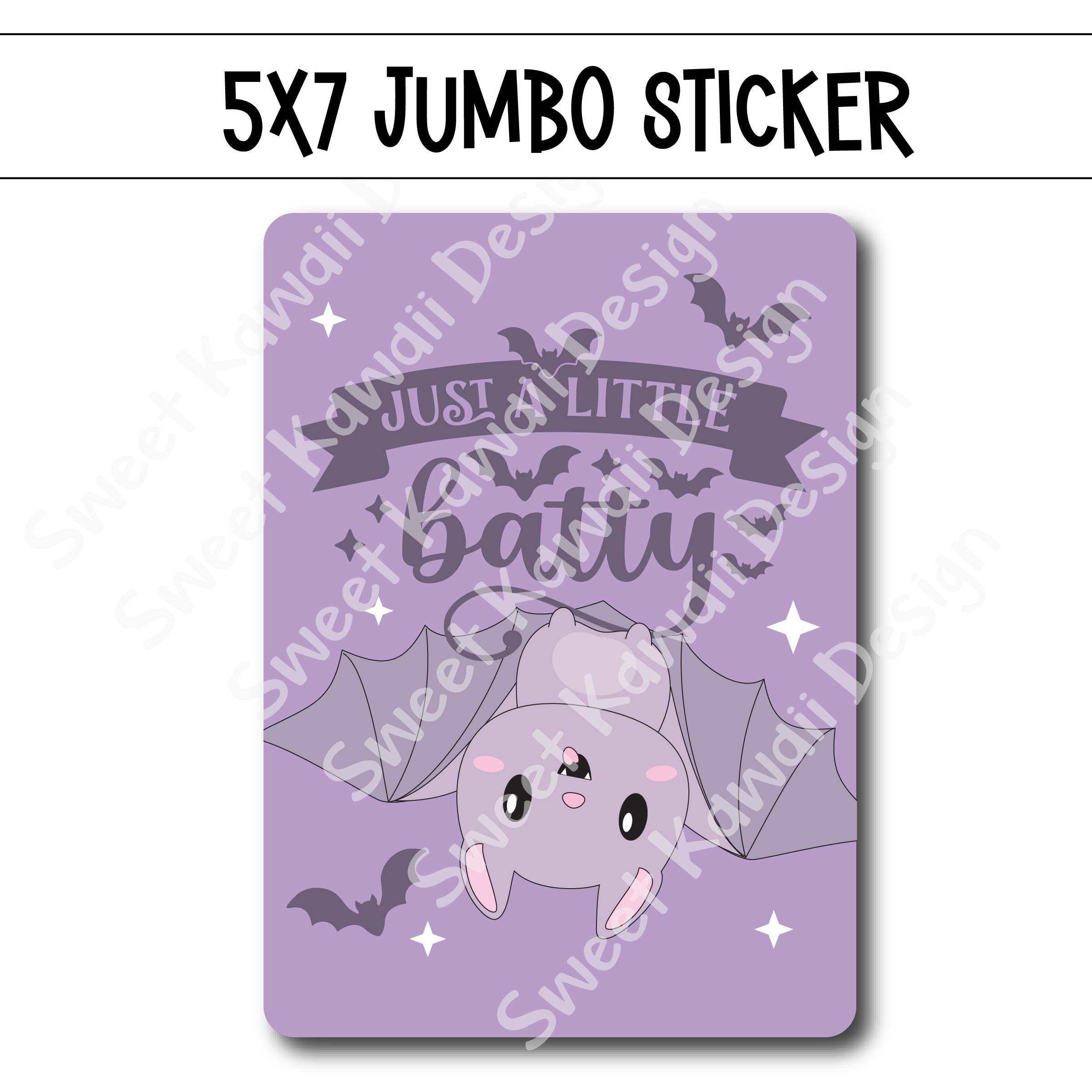 Kawaii Jumbo Sticker - Batty - Size Options Available