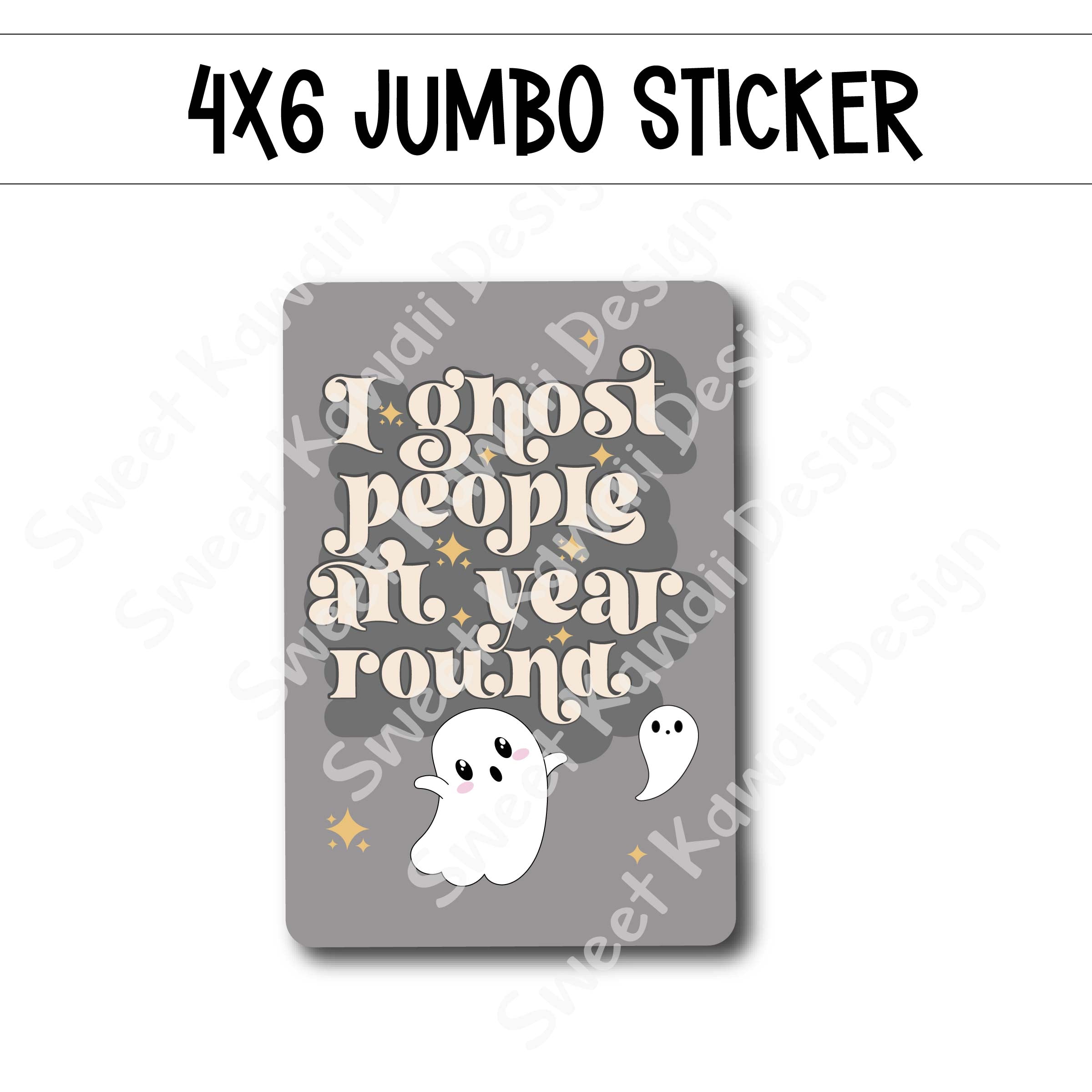 Kawaii Jumbo Sticker - Ghost People - Size Options Available