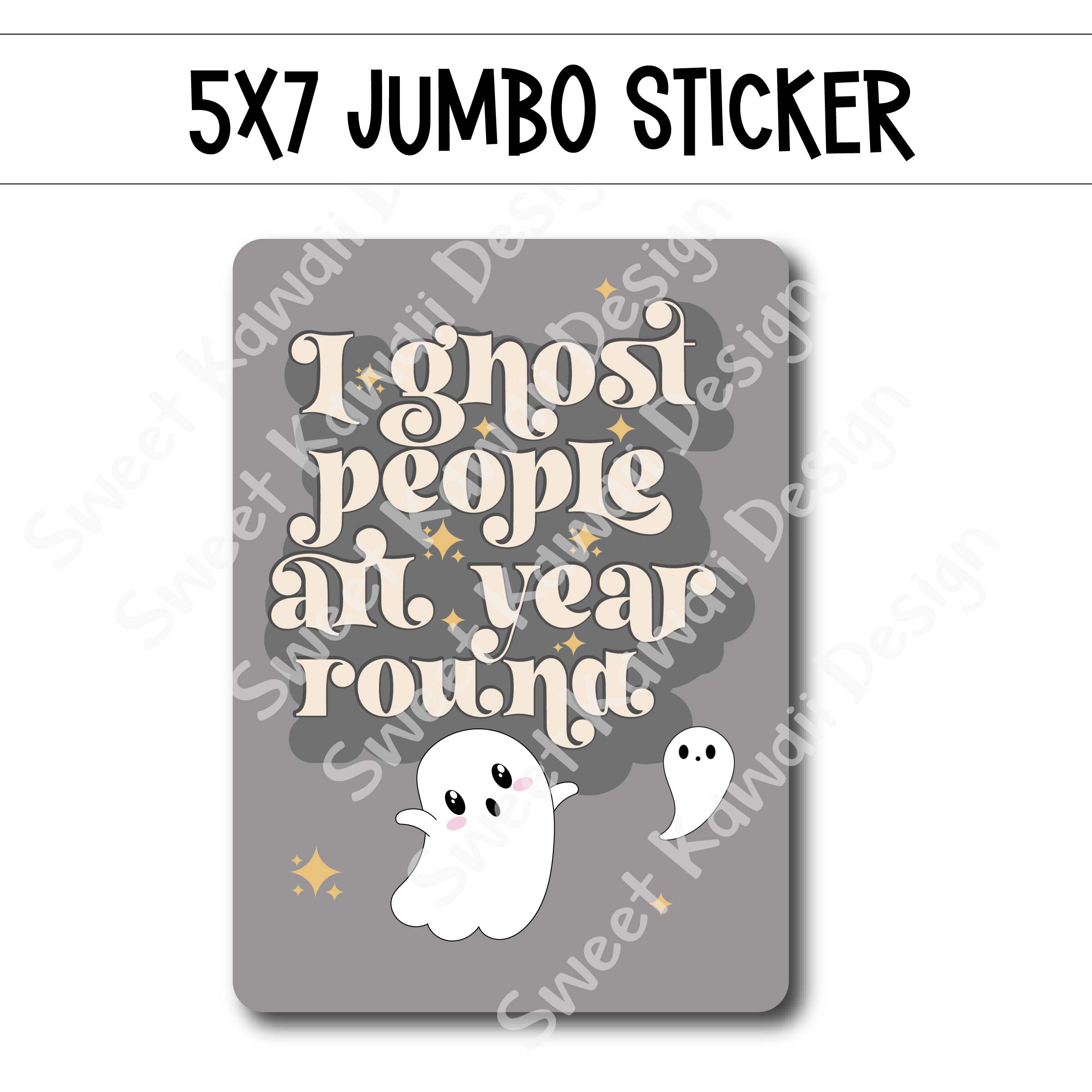 Kawaii Jumbo Sticker - Ghost People - Size Options Available