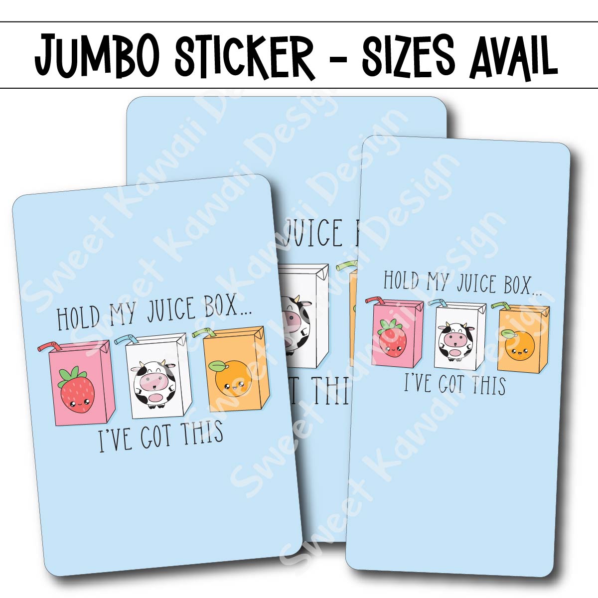 Kawaii Jumbo Sticker - Juice Box - Size Options Available