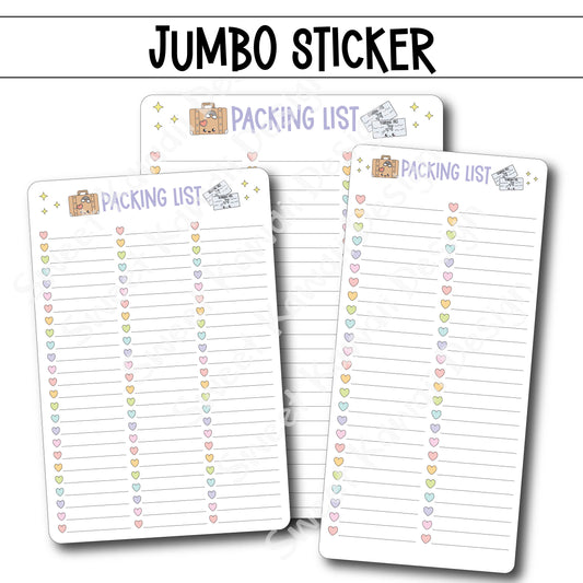 Kawaii Jumbo Sticker - Packing List - Size Options Available