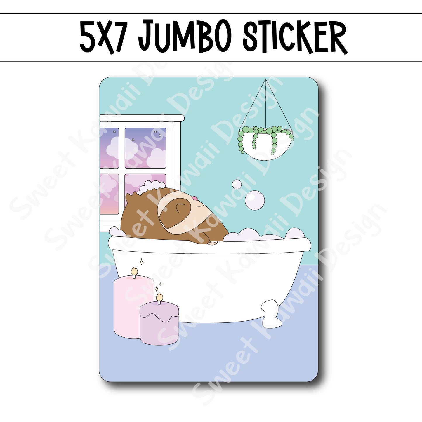 Kawaii Jumbo Sticker - Simon Bathtub - Size Options Available