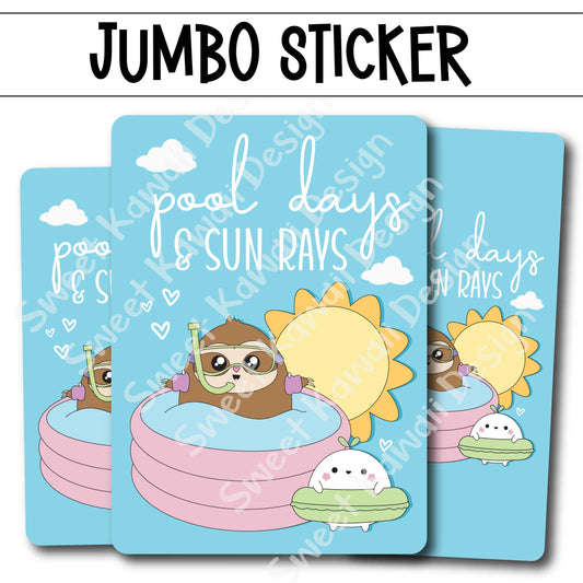 Kawaii Jumbo Sticker - Pool Days & Sun Rays - Size Options Available