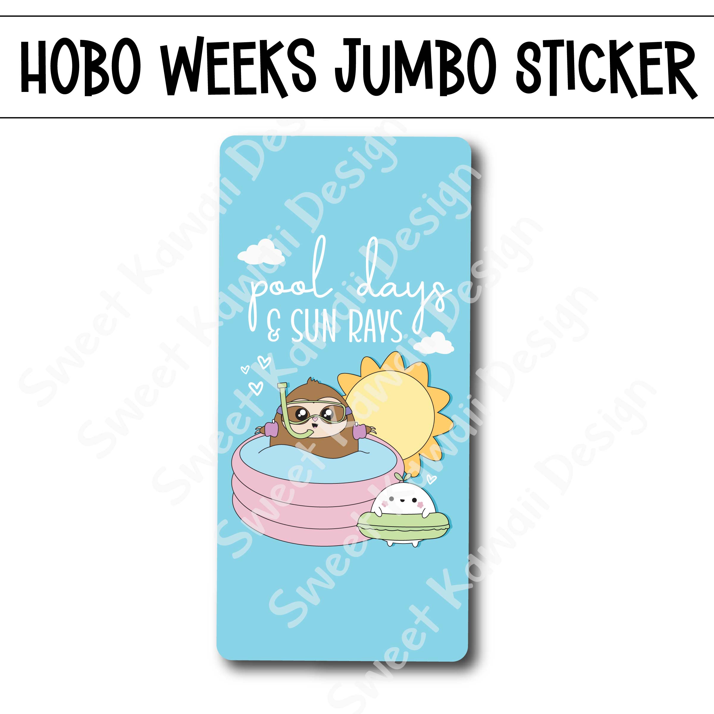 Kawaii Jumbo Sticker - Pool Days & Sun Rays - Size Options Available
