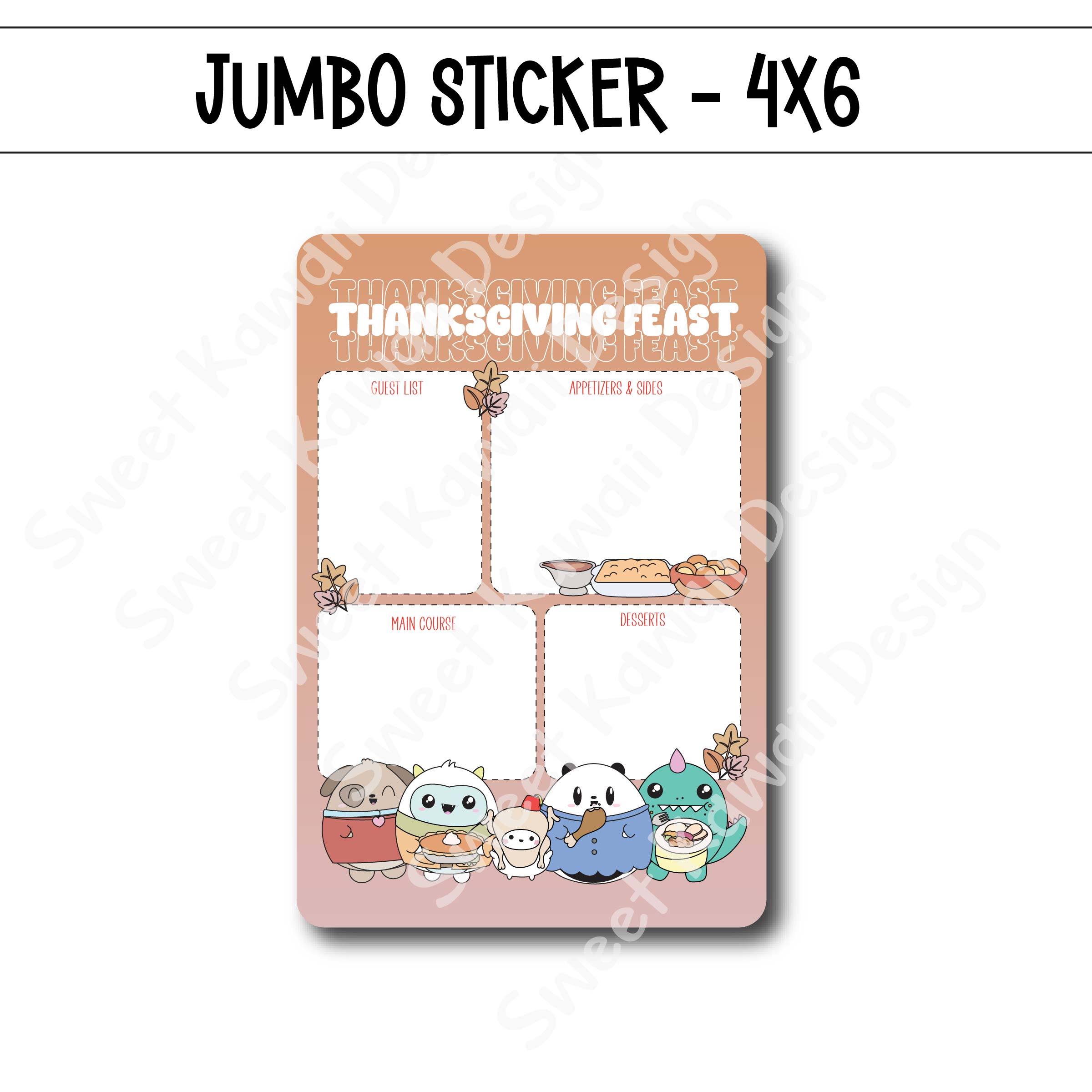 Kawaii Jumbo Sticker - Thanksgiving Feast - Size Options Available