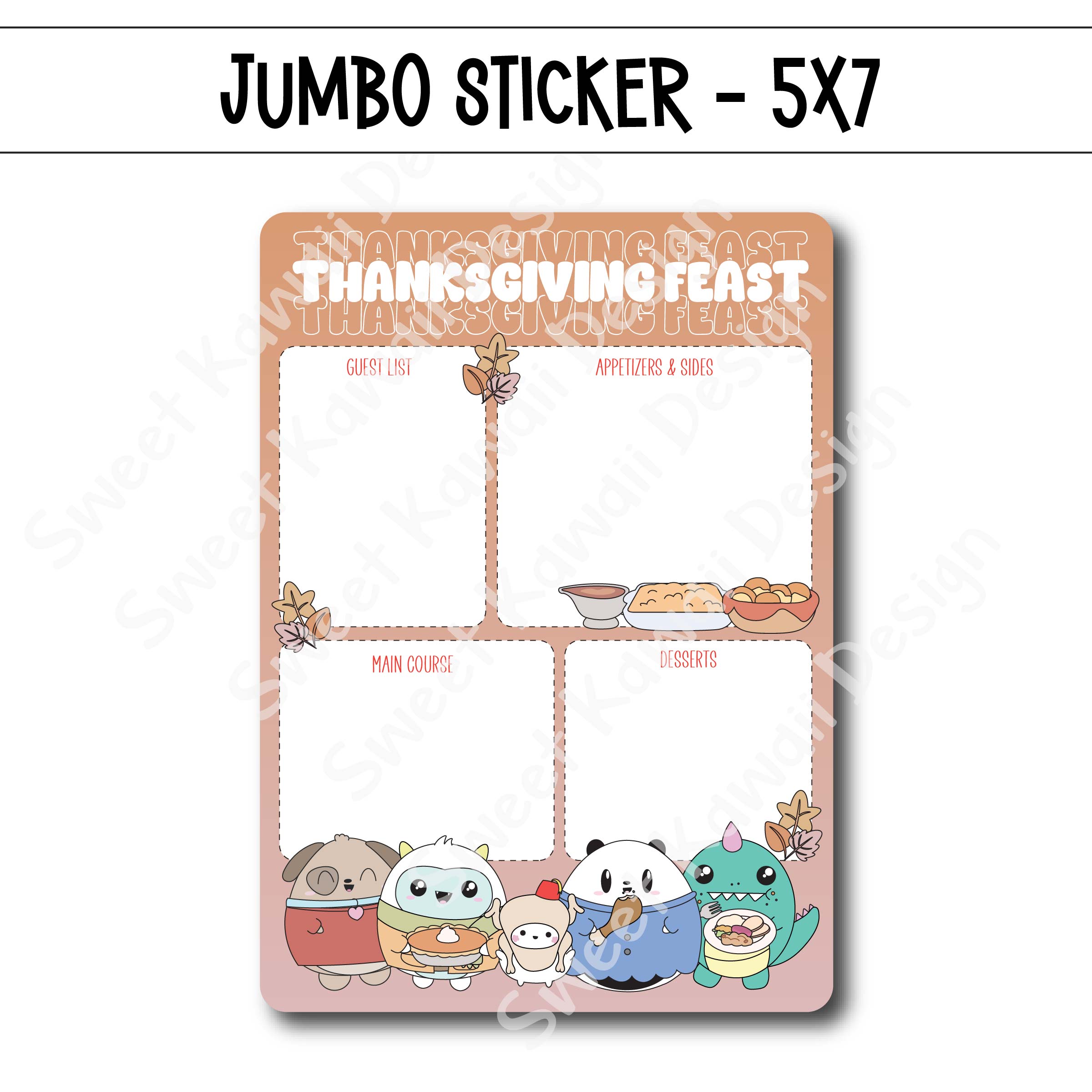 Kawaii Jumbo Sticker - Thanksgiving Feast - Size Options Available