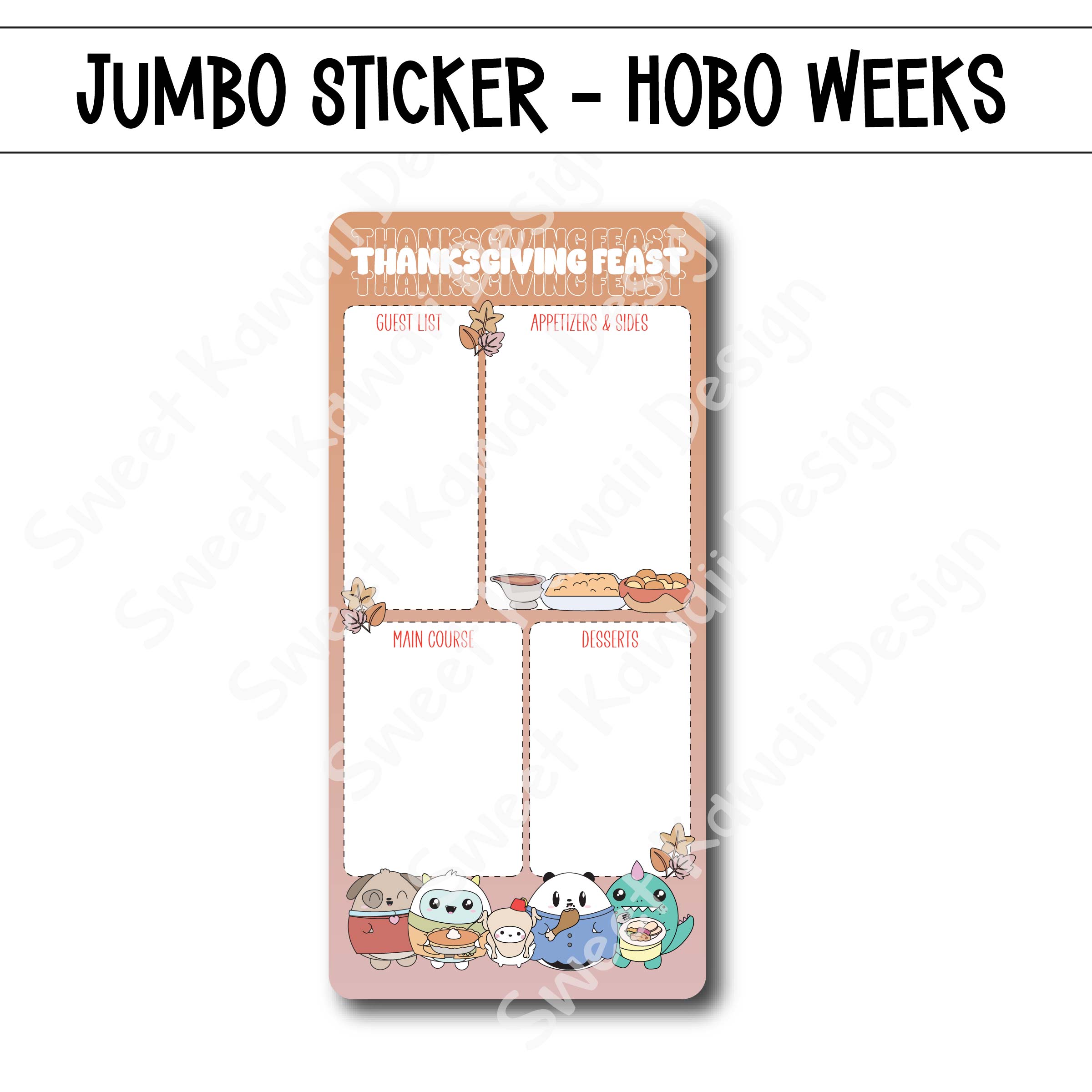 Kawaii Jumbo Sticker - Thanksgiving Feast - Size Options Available