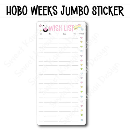 Kawaii Jumbo Sticker - Wish List - Size Options Available