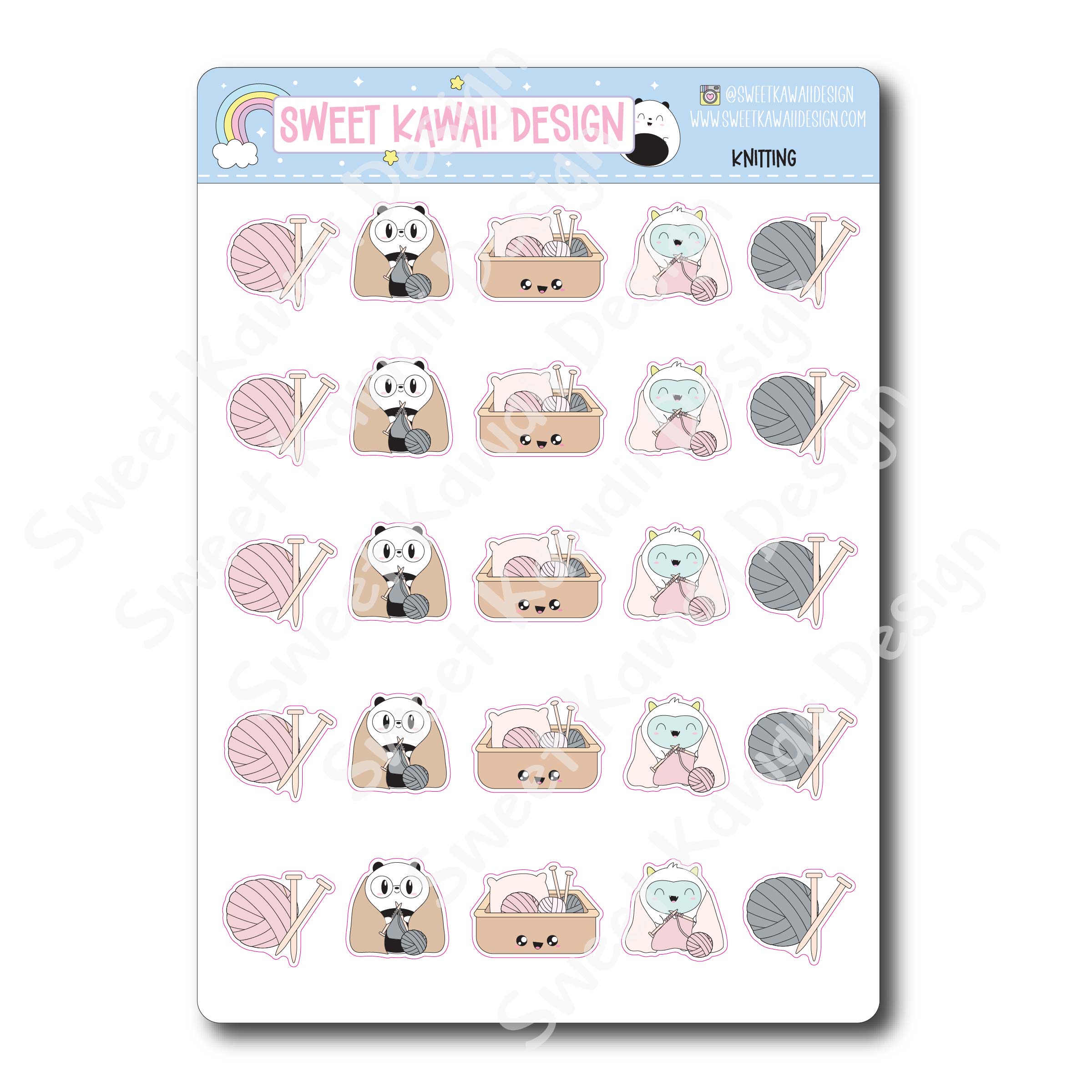 Kawaii Knitting Stickers